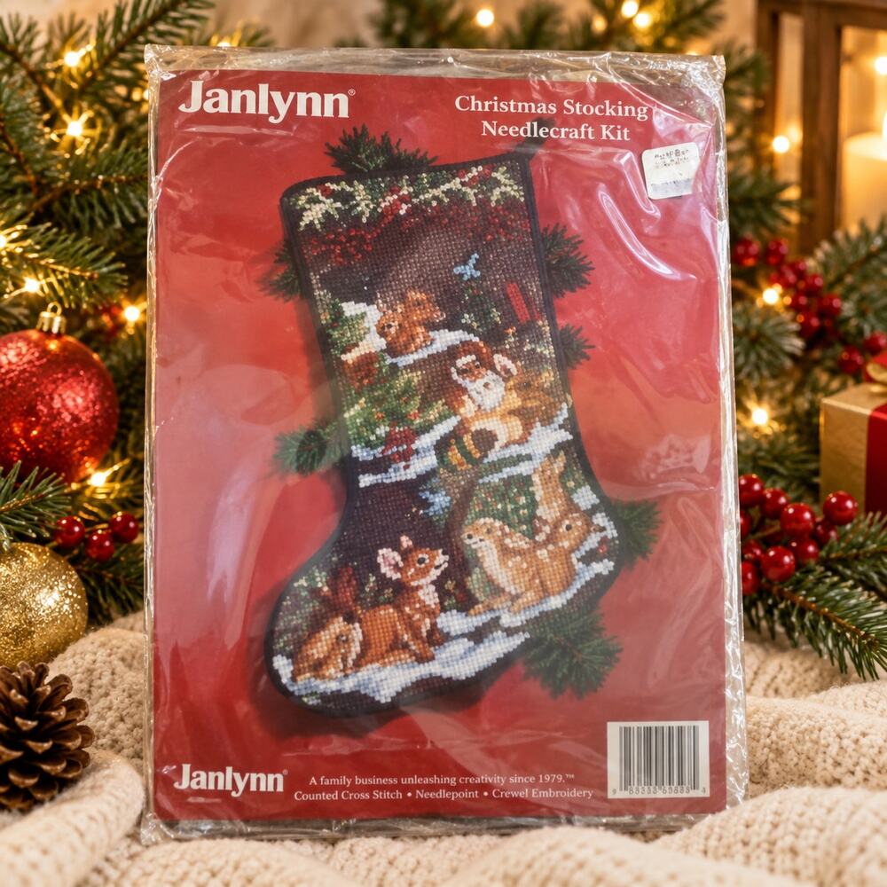Christmas Stocking Kit Woodland Creatures Cross Stitch Janlynn 125-06 Sealed 92'